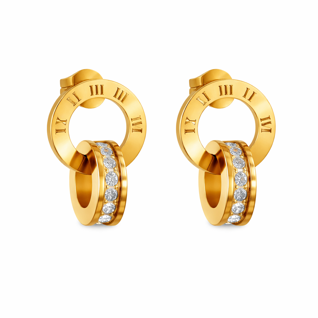 18K gold plated hoop earrings with zircon detail