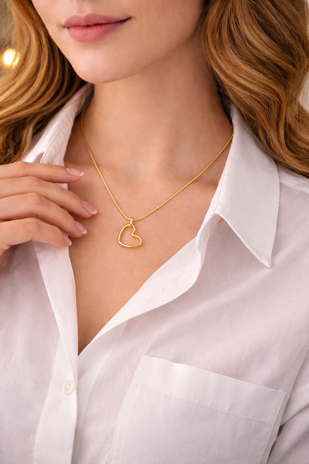 Open Heart Pendant Necklace - Image 2
