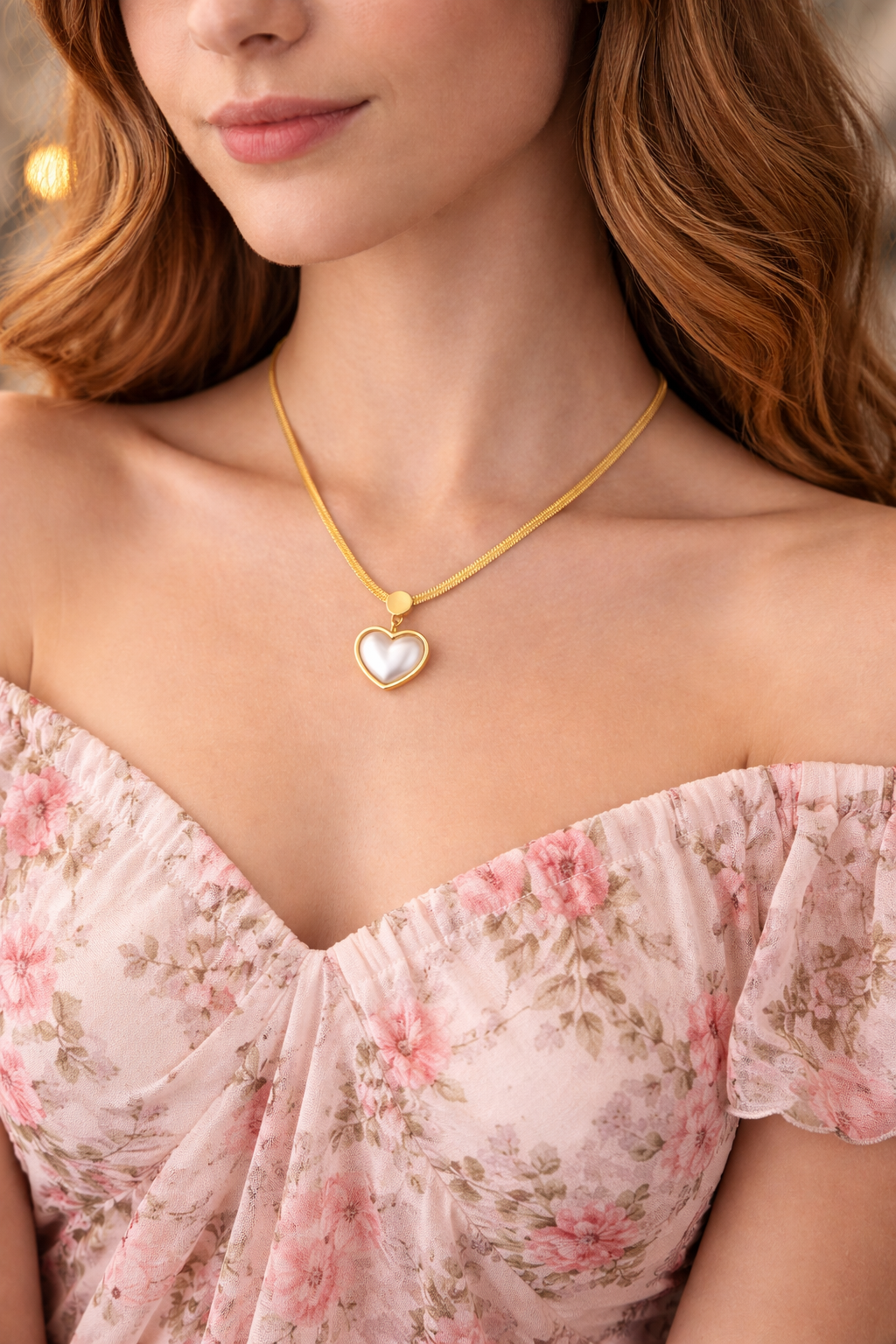 Heart Pearl Pendant Necklace - Image 2