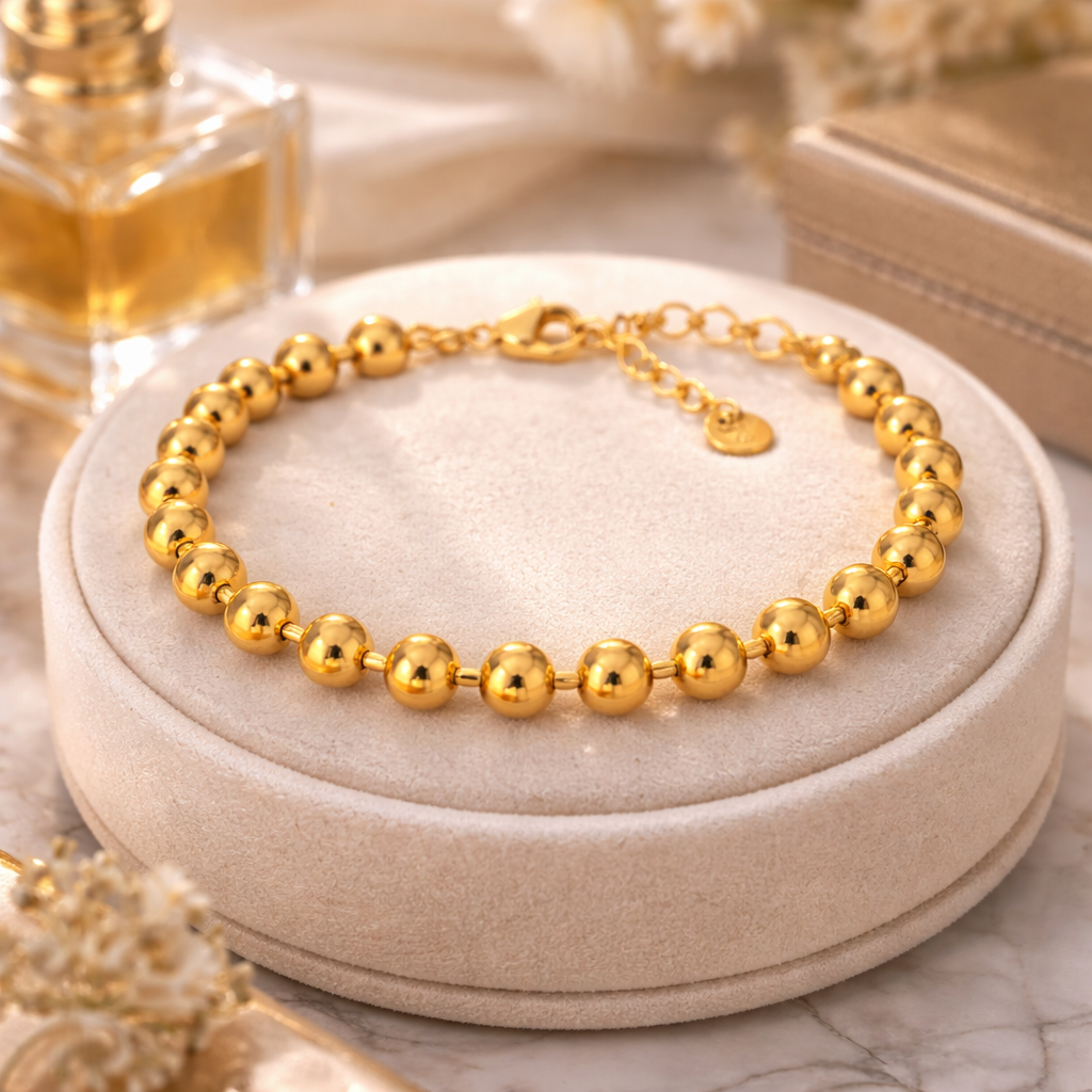 18K Gold Plated Beaded Bracelet - Image 3