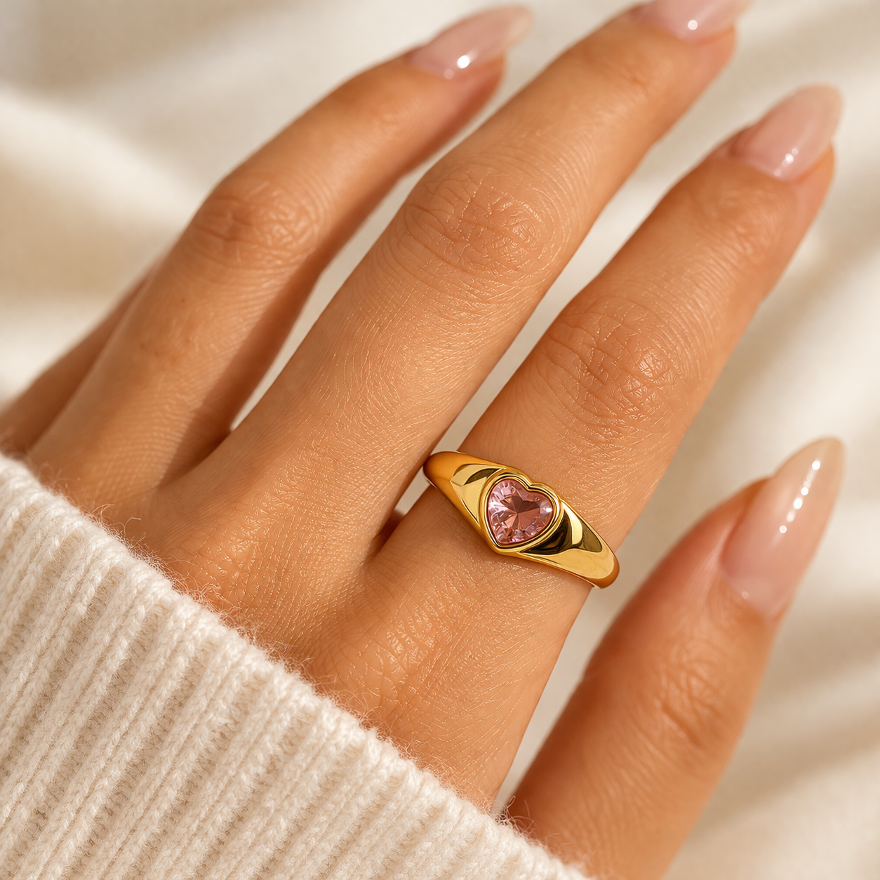 Blush Heart Signet Ring - Image 2