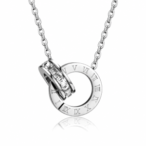 Roman Double Pendant Necklace Silver